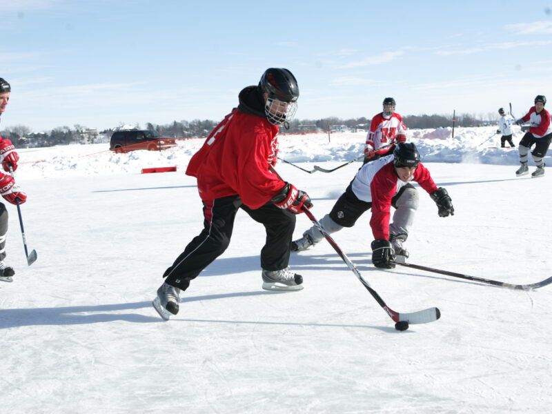 Ice Skating Hockey on Pond in Greater Mankato